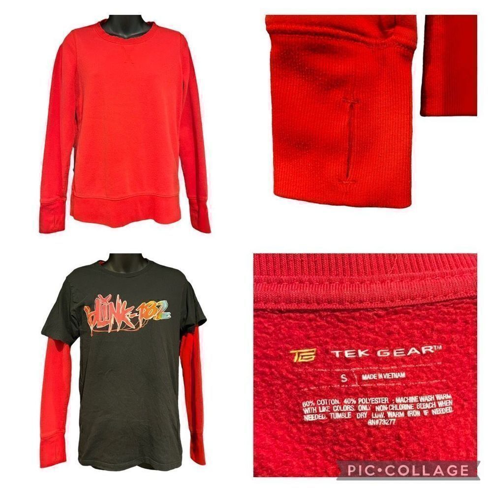 Two Gear Bright Red Long Sleeve Layering Sweatshirt with Thumb Holes Women’s Sma